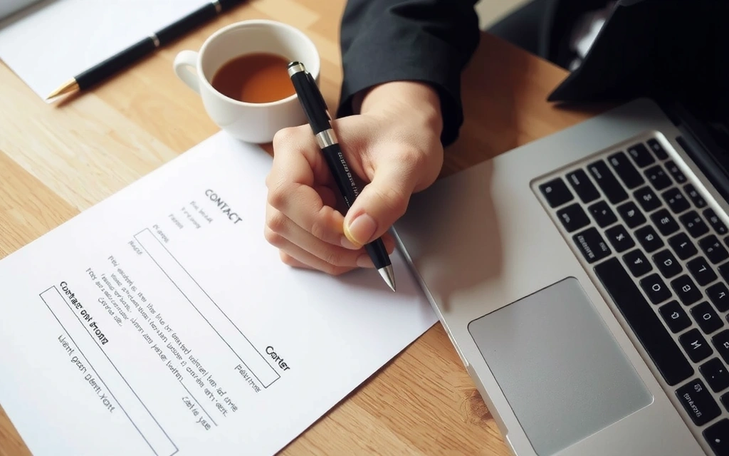 Eine Hand, die auf einem Formular schreibt, symbolisiert Kontaktaufnahme und Kommunikation.