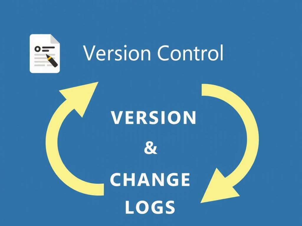 Ein Dokument mit Versionierungssymbolen und einem Änderungslog